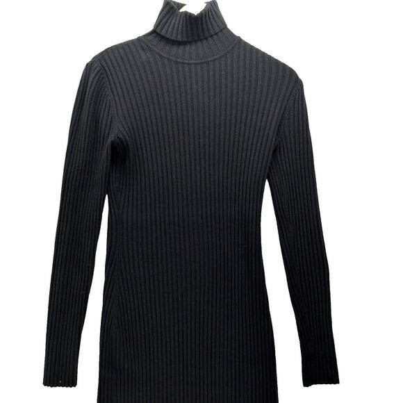 Wolford Sweater Dress Womens Medium Black Bodycon Wool Turtleneck Long Sleeve - Picture 2 of 14